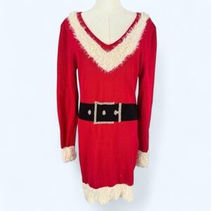 Sweater Project Red Santa Knit Sweater Dress Large Santacon Holiday Christmas